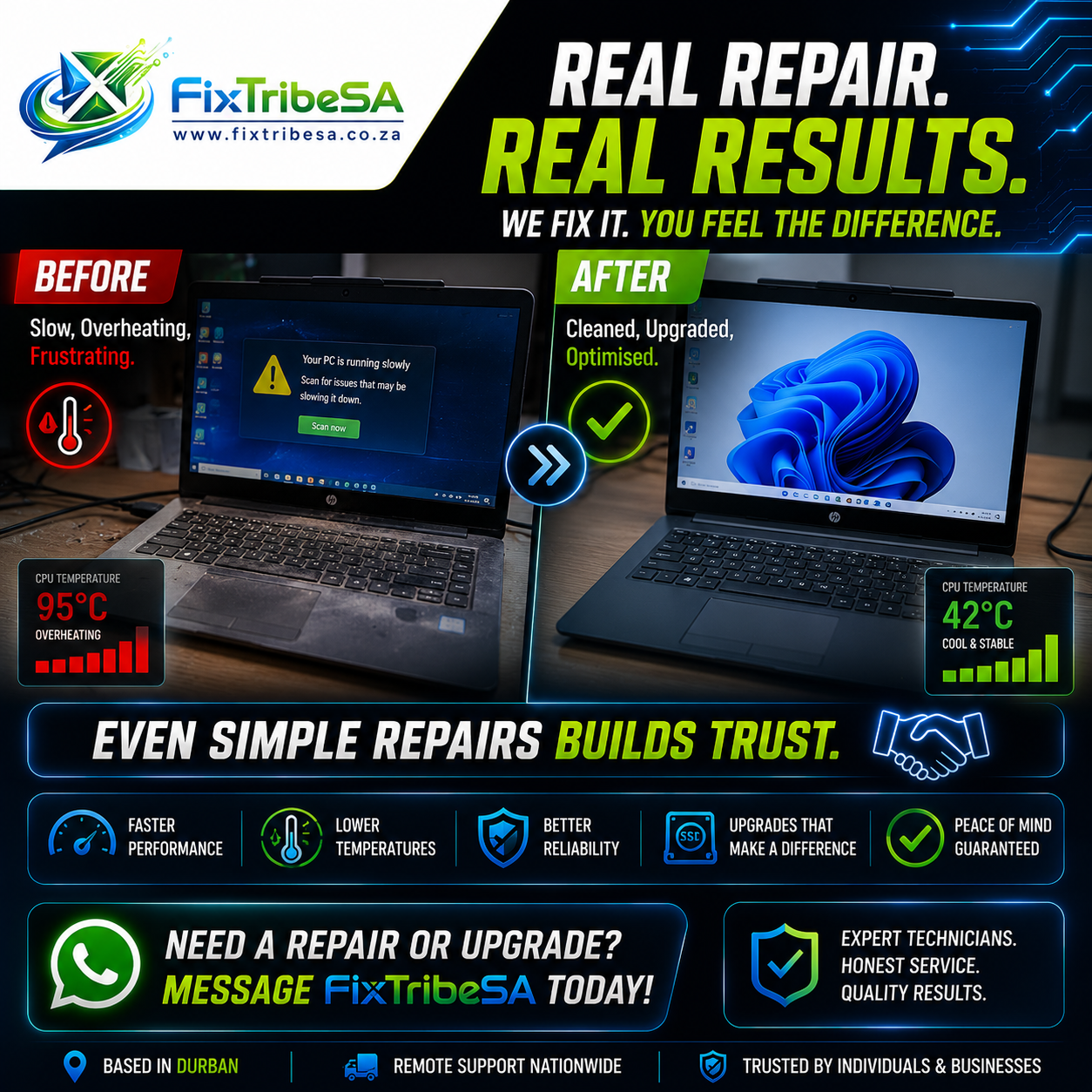 Before and after laptop repair
