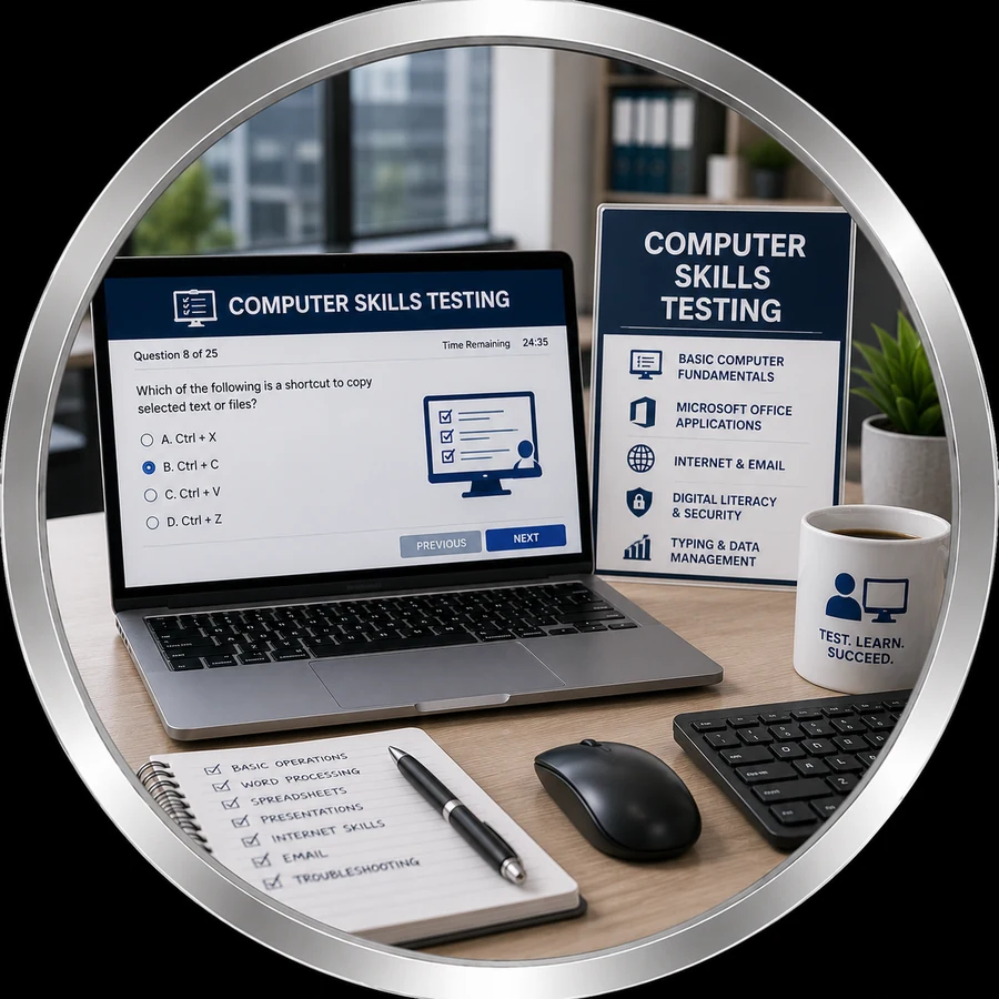 Computer skills testing service icon