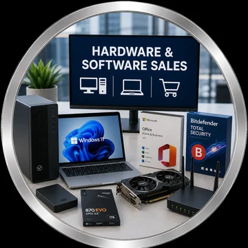 Hardware and software sales service icon