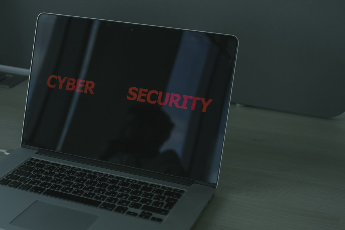 Laptop displaying a cybersecurity screen